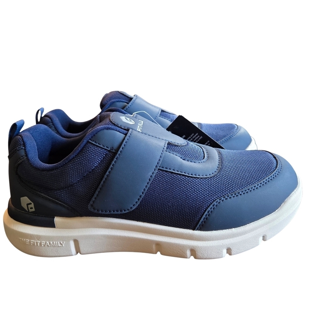 FitVilleMens Wide EasyTop StrapEase Diabetic Shoes Blue Size 8.5EW New!